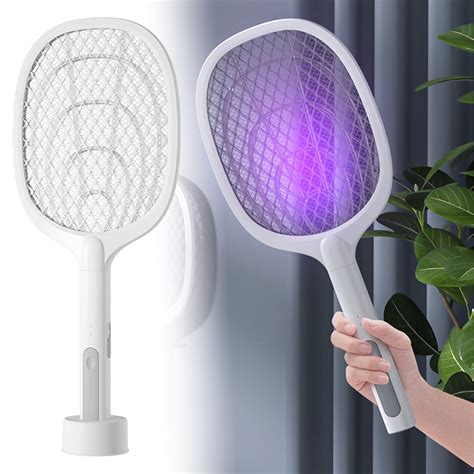 Electric Fly Swatter Bug Zapper Racket 2 In 1 Fly Swatter Rechargeable Mosquito Killer Lamp With