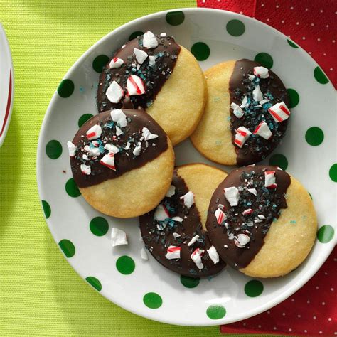 Mint Chocolate Dipped Shortbread Cookies Recipe Taste Of Home