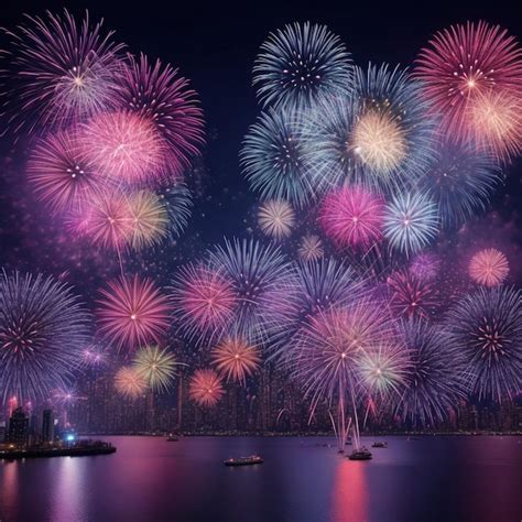 Premium AI Image | highresolution cityscape fireworks capture the magic ...