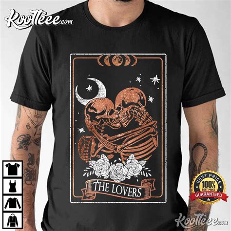 The Lovers Tarot Card Astrology Occult Skulls Moon T Shirt