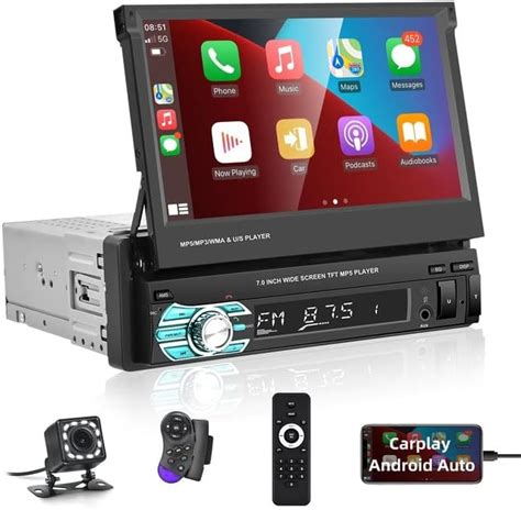 Single Din Flip Out Touch Screen Car Stereo With Apple Carplay And