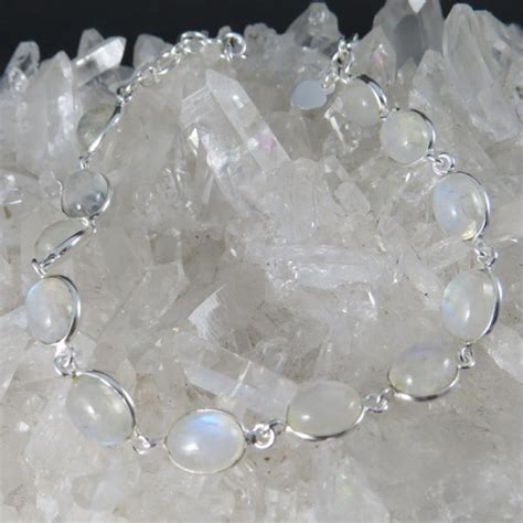 Pulsera De Plata Piedra Luna Y Plata La Tienda De Los Minerales