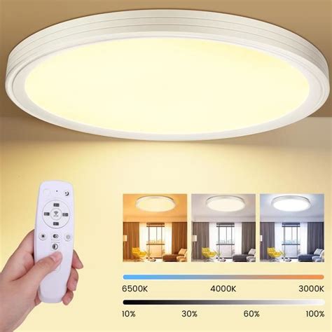 Plafonnier Led Dimmable Avec Télécommande 24W 2400LM IP44 2 5cm Ultra