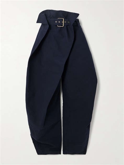 Jw Anderson Asymmetric Layered Belted Organic Cotton Twill Tapered