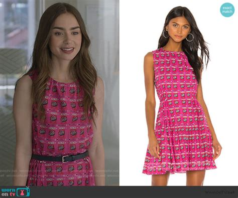 Wornontv Emilys Pink Kenzo Logo Print Dress On Emily In Paris Lily