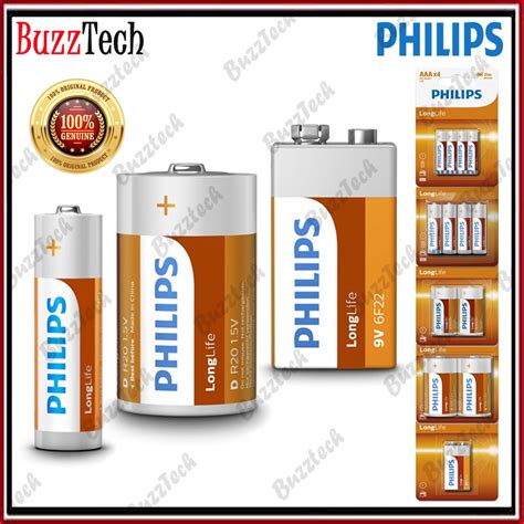 Buzztech Philips Longlife Battery Aa Aaa C D 9v Battery Zinc Chloride Technology