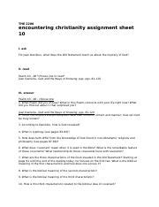 Encountering Christianity Assignment Sheet Docx The