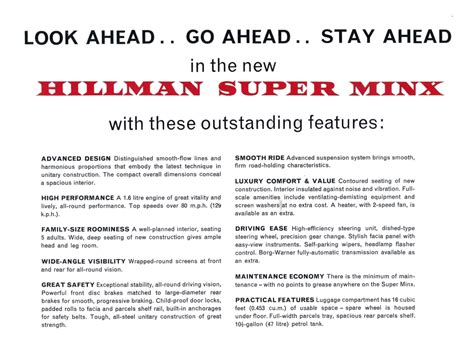 1962 Hillman Super Minx Brochure