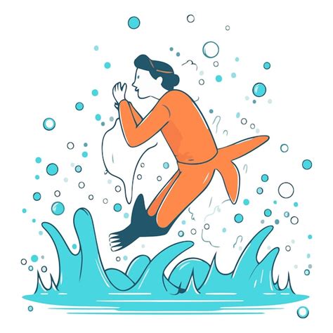 Premium Vector Illustration Of A Man Jumping Into The Water
