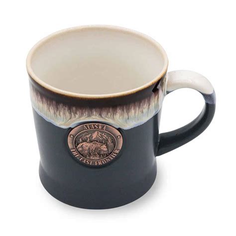 Tongass Trading Company Alaska Souvenirs Alaska Medallion Bevel Mug