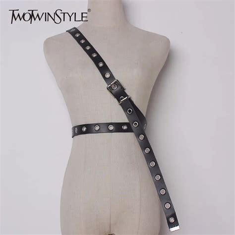 Twotwinstyle Pu Leather Belt Female Long Double Belts Spring