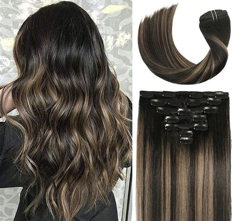 Rallonges de cheveux humains à clipser Double trame épaisse Cheveux