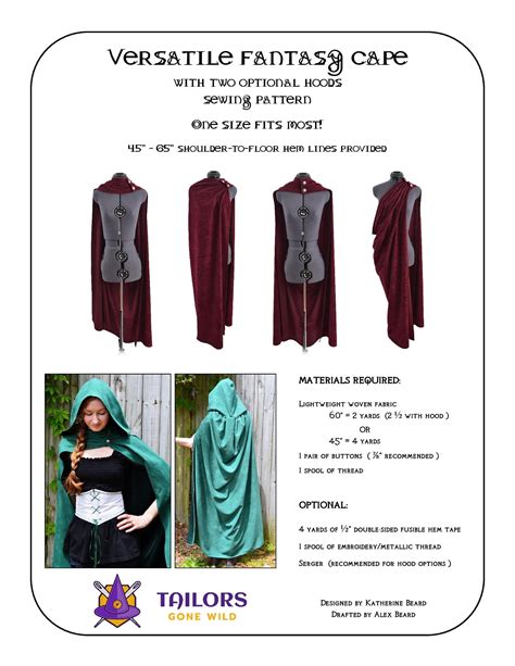 Versatile Fantasy Cape Sewing Pattern Fantasy Roman Cloak Etsy