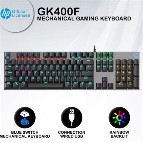 Jual Keyboard Gaming HP GK400F RGB Blue Switch Mechanical Keyboard