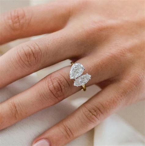 Toi Et Moi Ring Marquise And Pear Cut Diamond Engagement Etsy