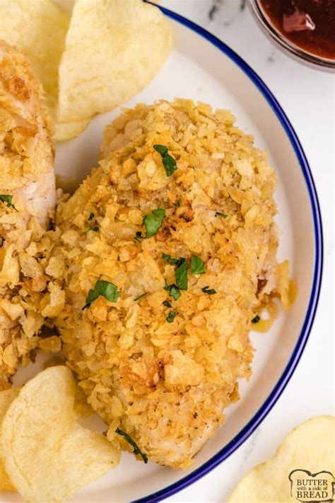 Potato Chip Chicken Butter With A Side Of Bread