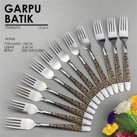 Jual Murah 12 Pcs Sendok Batik Garpu Batik Stainless Steel Sendok