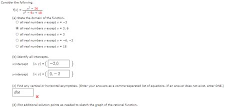 Solved Consider The Following F X X2−9x 18x2−36 A State