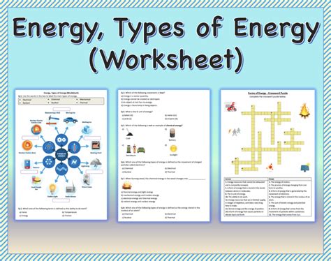 Types Of Energy Worksheet