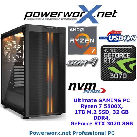 High End Gaming PC AMD Ryzen 7 5800X 8X 4 7 GHz Turbo NVIDIA RTX 3070