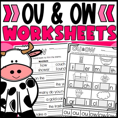 OU And OW Worksheets Cut And Paste Sorts Cloze Read And Draw