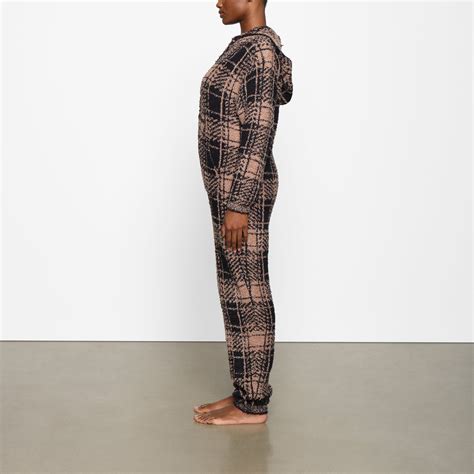 Cozy Knit Unisex Onesie Plaid Skims