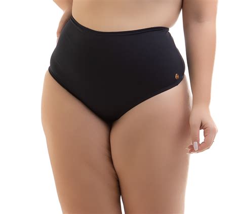 Schwarze Hochtaillierte Plus Size String Bikinihose Calcinha Fio Hot