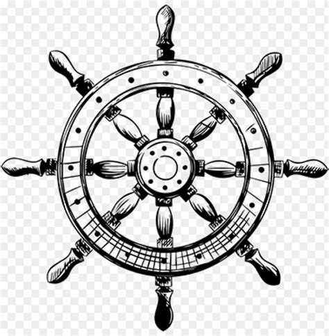 Ship Helm Illustration Sticker Ship Steering Wheel Drawi PNG Image