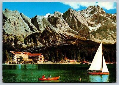 Postcard Garmisch Partenkirchen Eibsee Mit Zugspitze Mountains Germany