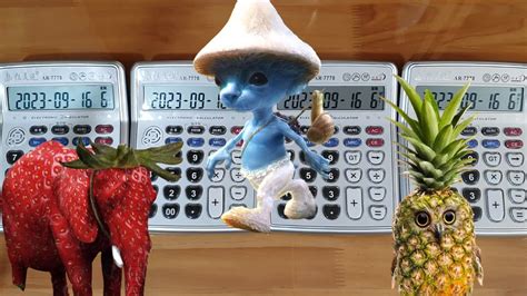 Smurf Cat Vs Strawberry Elephant Vs Pineapple Owl Calculator Cover