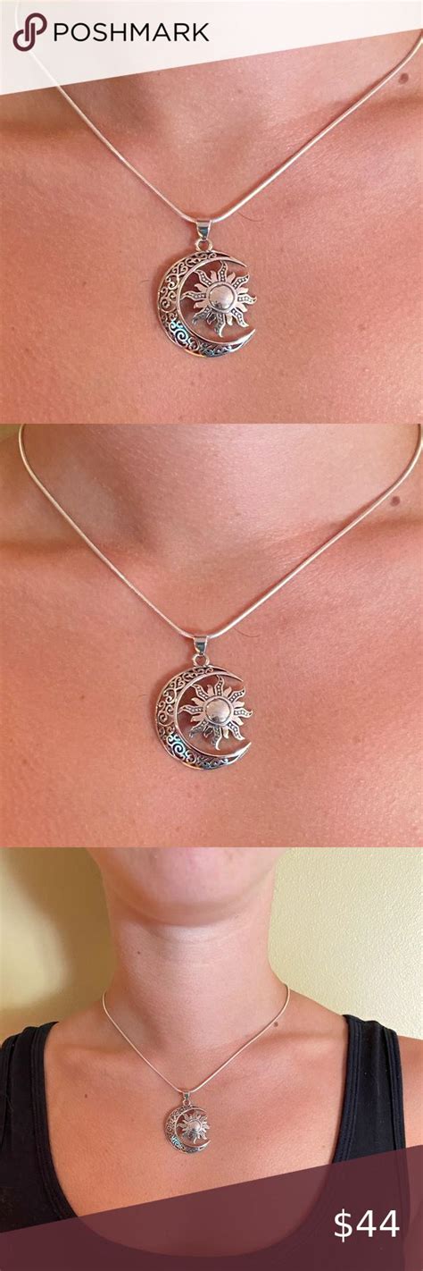 Sterling Silver Moon Sun Necklace Celebrity Necklace Necklace For