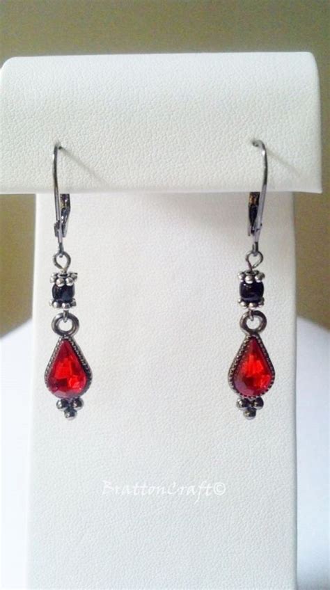 Gothic Red And Black Bead Earrings Halloween Jewelry Halloween Earrings