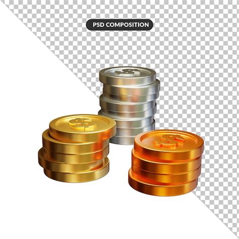 Premium Psd Stack Of Golden Coins In D Rendering