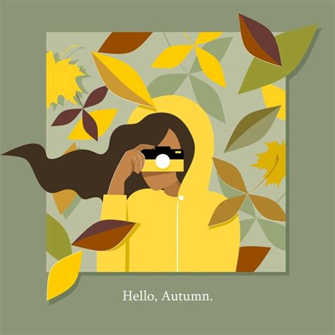 Premium Vector Girl With Autumn Leaves Greeting Card