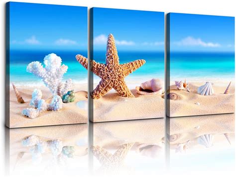 Amazon Wewejia Abstract Beach Canvas Wall Art Landscape Art