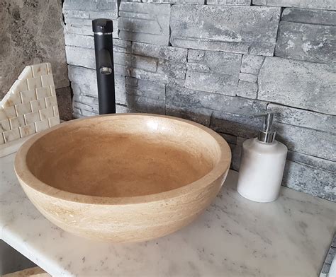 Travertine Bowl Marble Sink Handmade Bathroom Sink Bathroom Sink