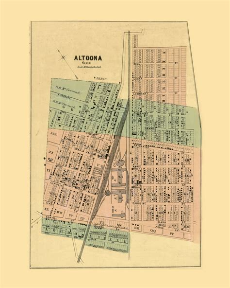 Altoona Logan Township Pennsylvania Old Town Map Custom Print