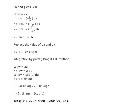 Evaluate Int Cos Sqrt X Dx