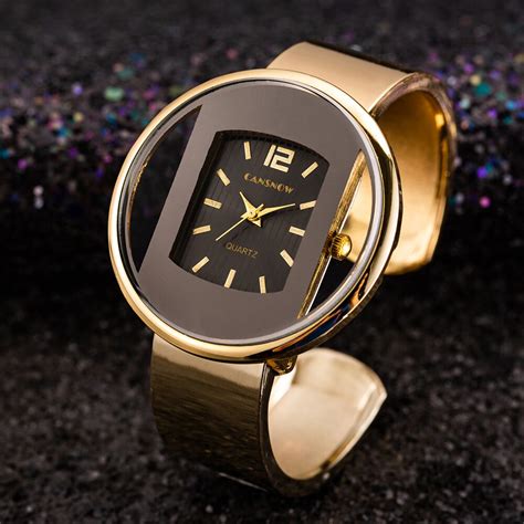 Frauen Uhren Neue Luxus Armreif Armbinde Uhr Gold Grandado