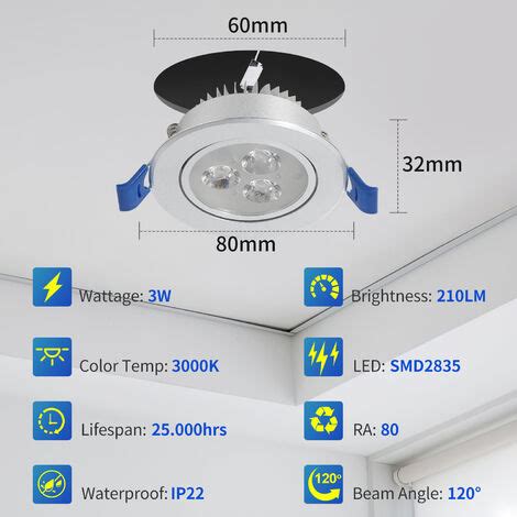 Vingo Lot De Spots Led Encastrables Spot Encastrable Led W