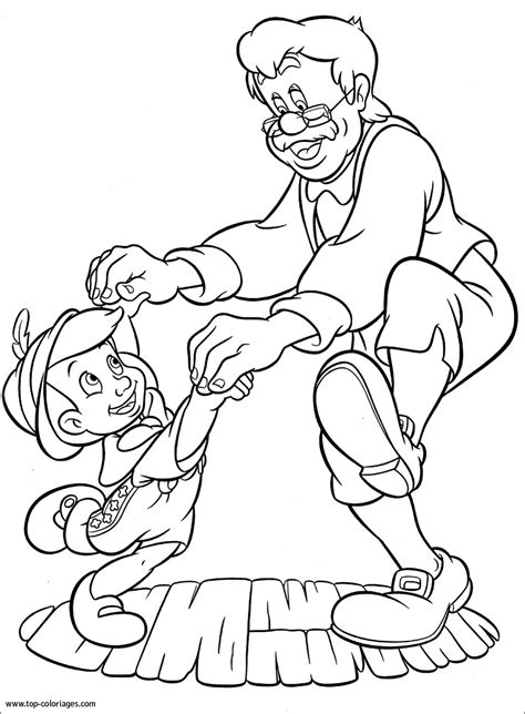 Coloriage Pinocchio Et Geppetto Dansent