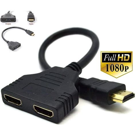 1080p Hdmi Male To Dual Hdmi Female 1 To 2 Way Splitter Cable Adapter