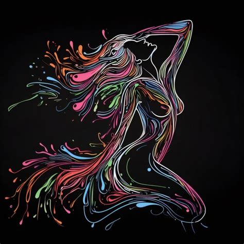 Premium Photo Beautiful Naked Woman In Paint Splash Line Art Design