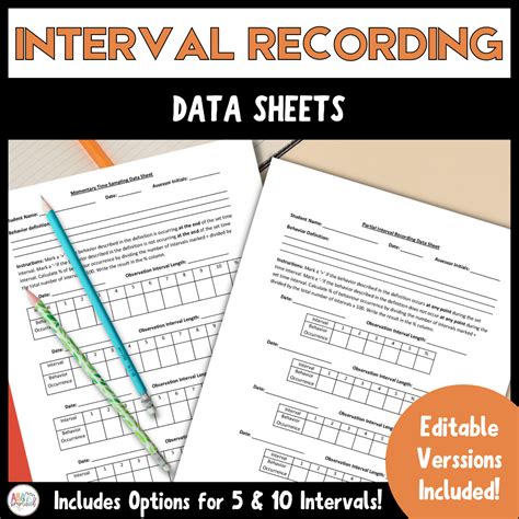 Editable Interval Recording Data Sheets For ABA Therapy Made By Teachers