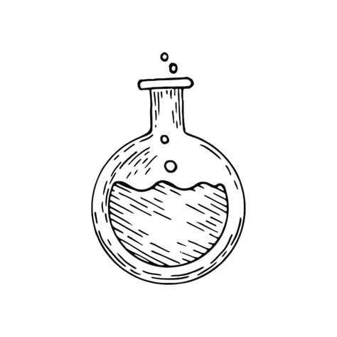 Premium Vector Laboratory Flask Sketch Chemical Experiments Line Art