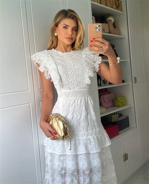 Vestido Midi Paloma Branco Em Renda Bordada Elegante M Es Madrinhas