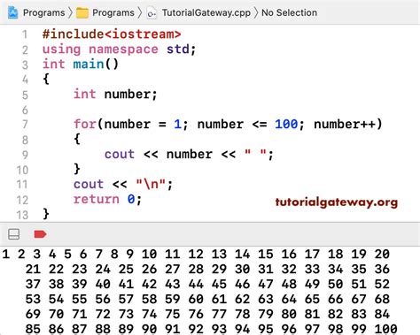 Sample C Program To Print 1 To 100