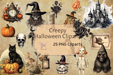 Watercolor Creepy Halloween Cliparts Graphic By BLOSSOM Clipart