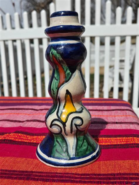 Made In Mexico Ceramic Handpainted Candleholder EstateSales Org