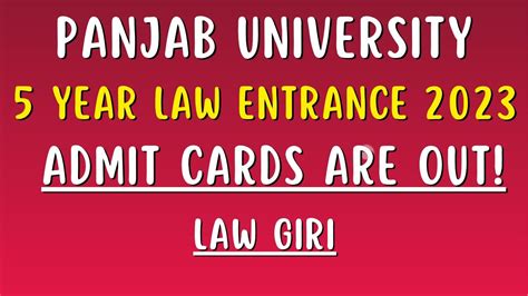 Pu Year Law Entrance Test Admit Card Punjab University Llb